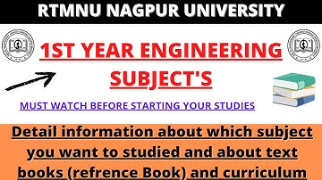 RTMNU Nagpur University| 1st Year Engineering Subjects| Detail Information About Subjects And Books