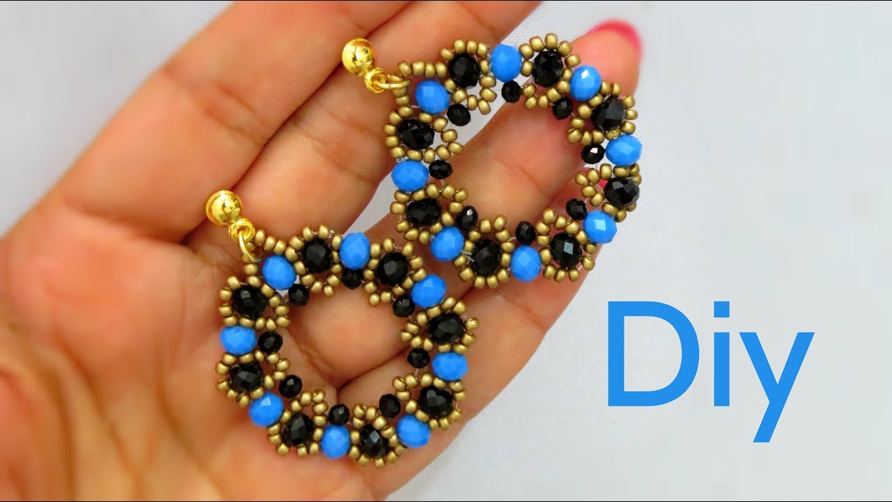 💙💙💙#Tutorial - Brinco com Cristais e Miçangas - Diy Bijuterias