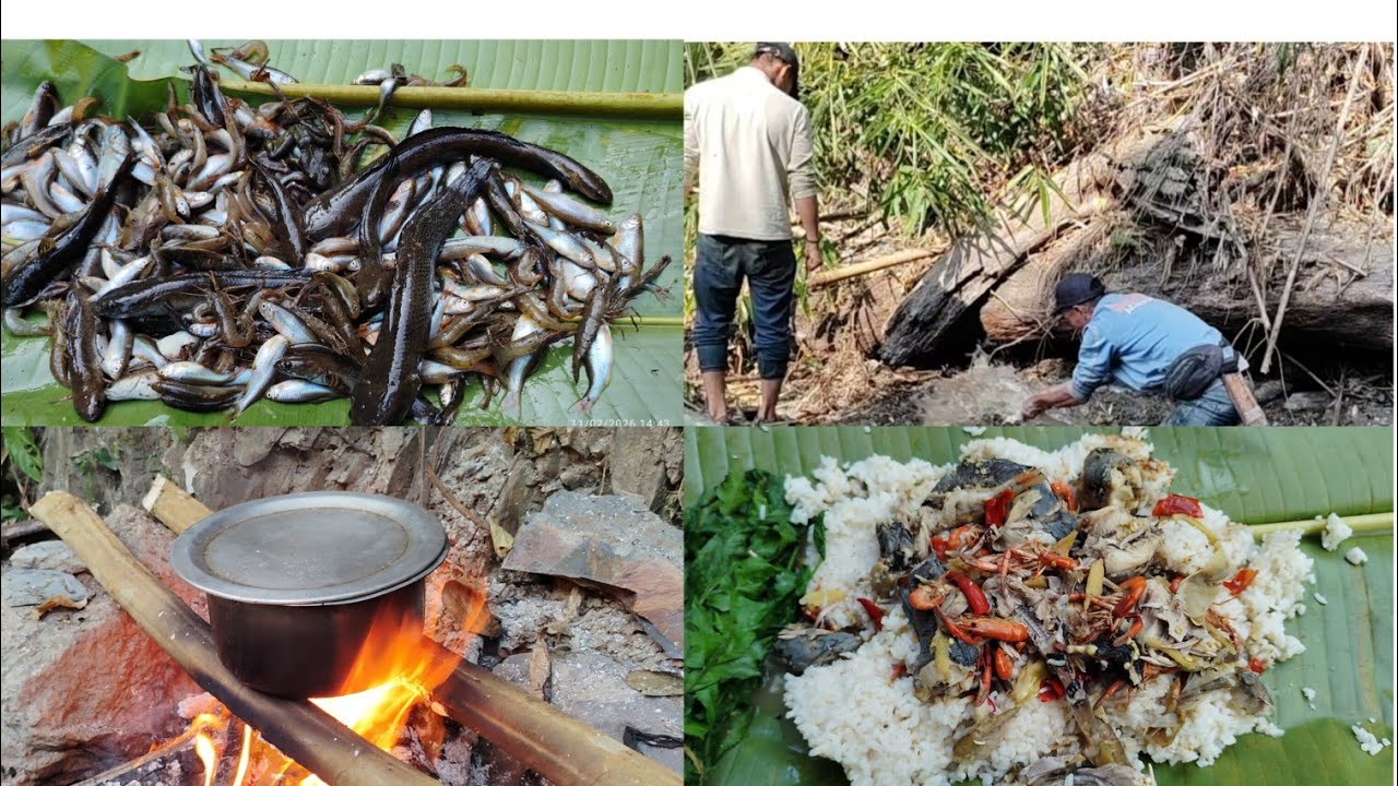 11 февраля 2026 года: ловля рыбы в небольшой реке, приготовление и употребление в пищу.