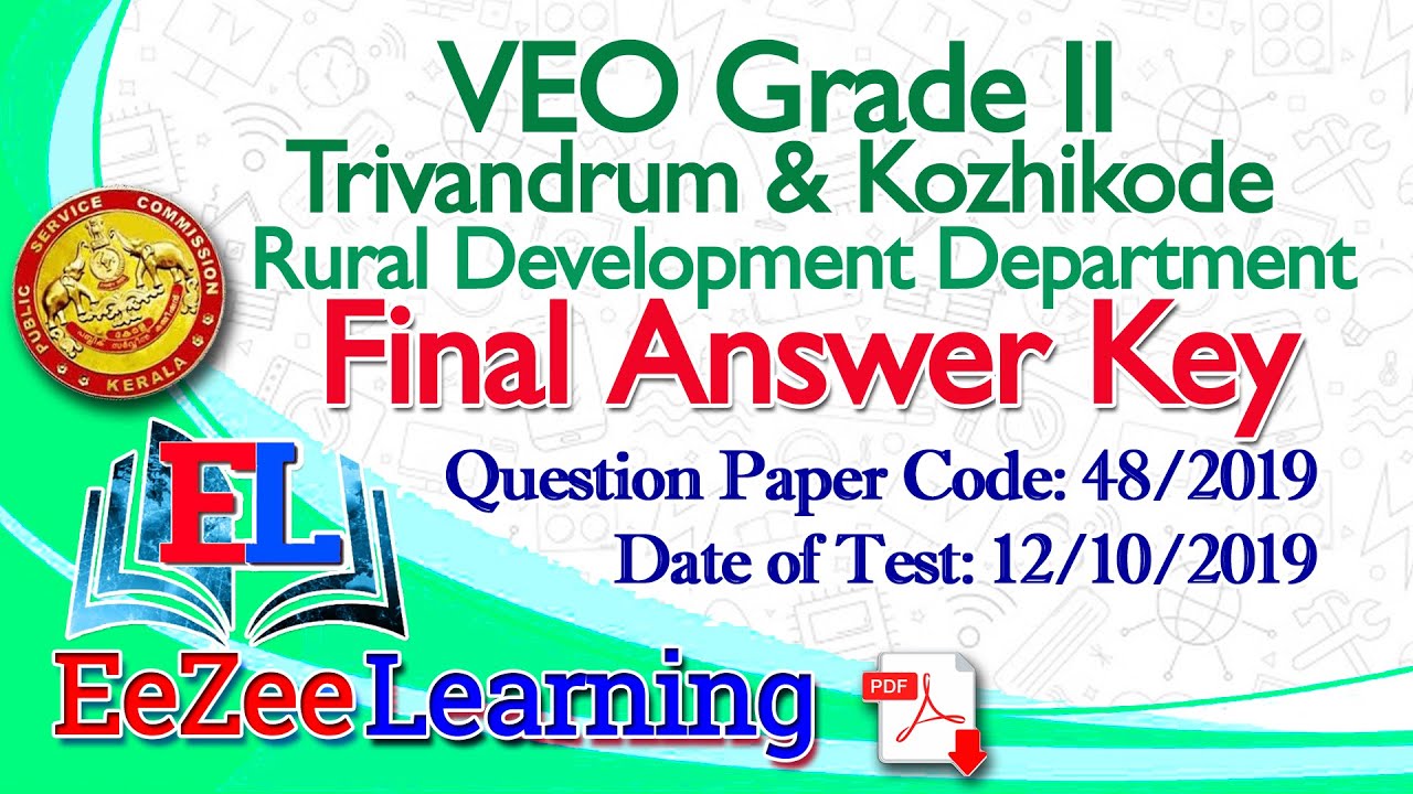 VEO Grade II | TVM & KKD | Rural Development Department | October 12, 2019 | Final Answer Key