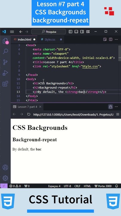 CSS Tutorial - Lesson #7 part 4: CSS Backgrounds - Background repeat # ...