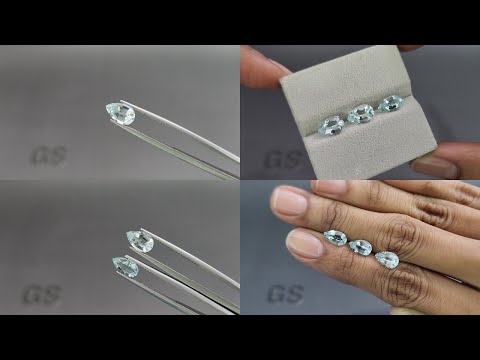Ensemble aigues-marines taille poire, 3,12 carats, Madagascar Video  № 1