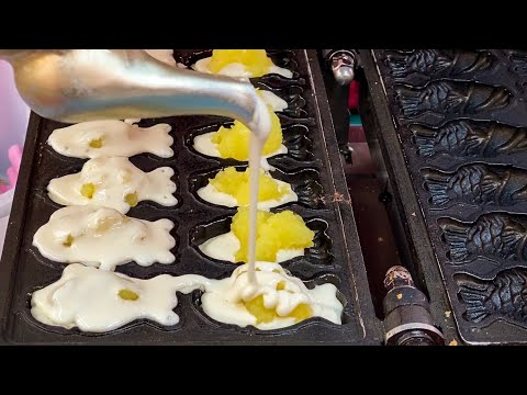 Custard Cream Bungeoppang / Korean Taiyaki / Korean street food / 안양시장 슈크림 붕어빵 / 타피오카 열매를 이용한 타이야끼