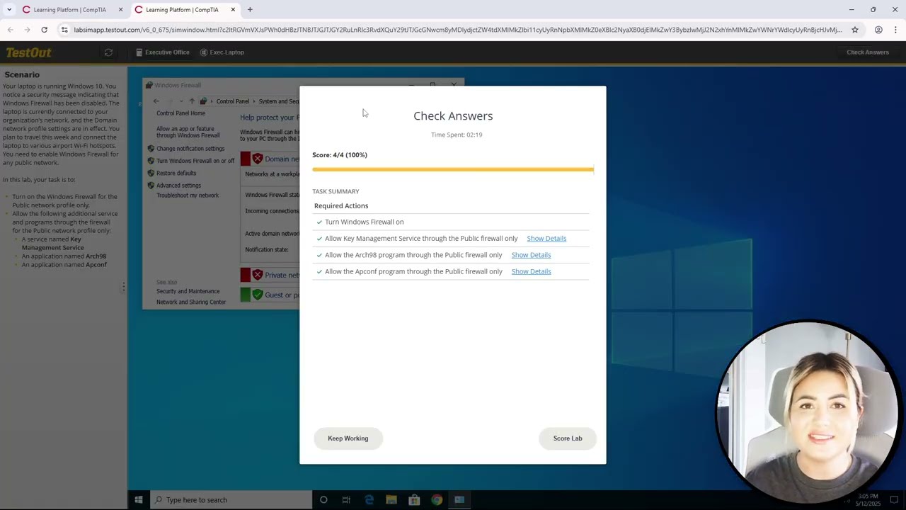 CompTIA TestOut 14.8.4 - Configure Microsoft Defender Firewall