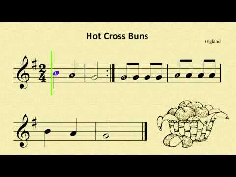 HOT CROSS BUNS recorder first song GAB - YouTube Music.