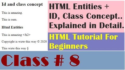 HTML Tutorial: HTML Entities & id + classes Concept Explained | Web Development Tutorials #8