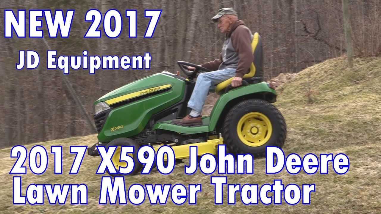 NEW 2017 X590 John Deere Lawn Tractor with 48 inch Deck in ACTION