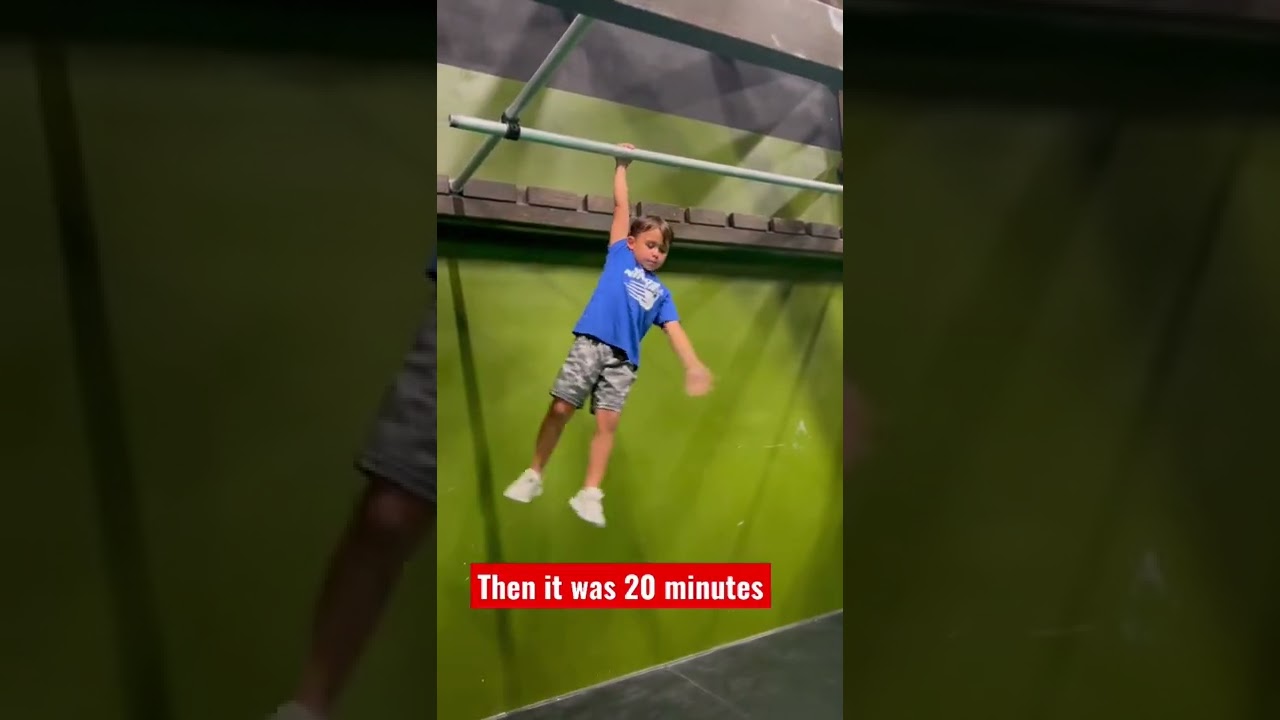 Youngest ever ?!? World record🧐🧐🧐 7 year old Easton 25 minute dead hang ...