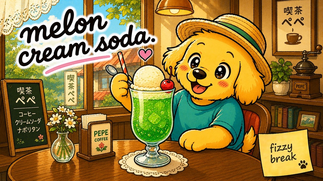 カフェBGM】レトロ喫茶のクリームソーダ 🍈🥤🐶 | Melon Cream Soda