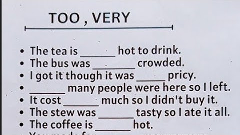 English Grammar Exercise - TOO | VERY | ✍️🧑‍🏫