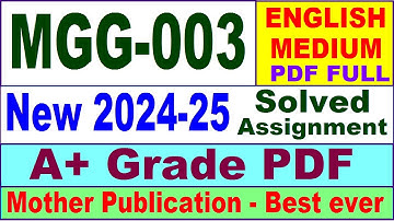 MGG 003 solved assignment 2024-25 in English || mgg 003 solved assignment 2025 || mgg3 2024-25