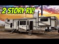 2 Story RV!  Check out this massive mobile home on wheels! Wildwood Heritage Glen 378FL