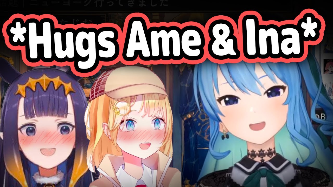 Suisei Hugged Ame and Ina In America After Meeting Them【Hololive】