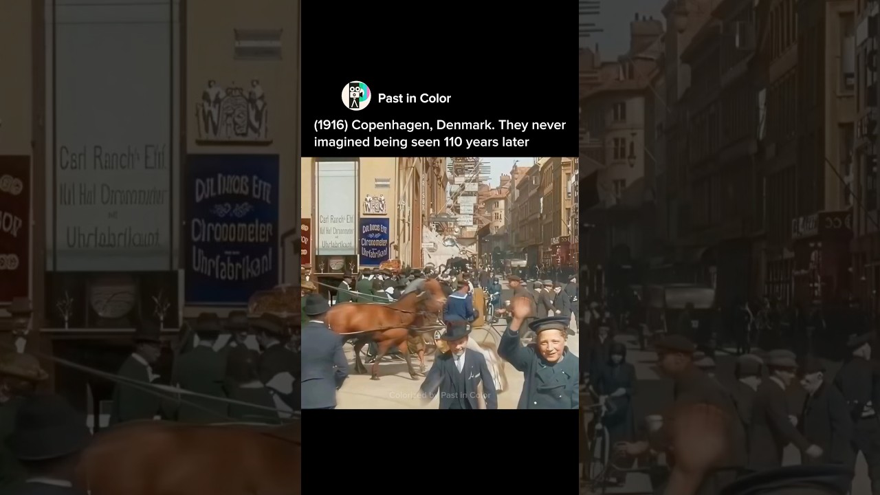 Colorized Footage Copenhagen Denmark 1916 - New Version - Remastered Footage - HD 60fps