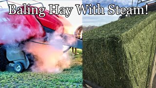 Baling Hay With The Staheli Steamer and a Massey Ferguson 2270 Baler