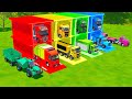 TRANSPORTING MIXER TRUCK, GARBAGE TRUCK, AMBULANCE, DUMP TRUCK, POLICE CAR WITH VOLVO TRUCK - FS22