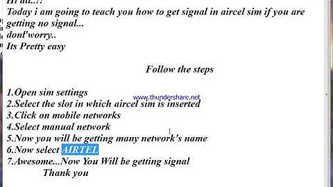 Hw to get signal in aircel sim