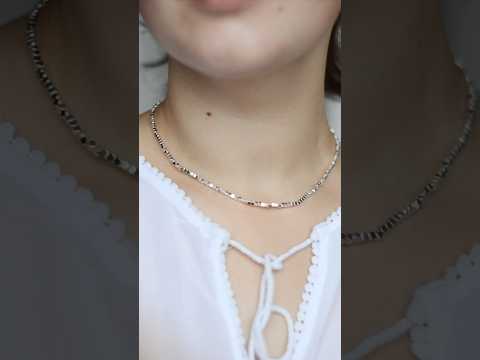 Чокер Гематит шестигранник колір срібло фур-ра гіп-ний сплав d-1,8мм+- L-41-46см, видео 1