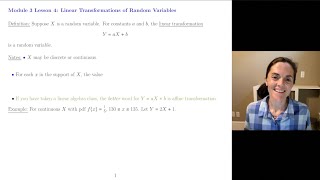 Module 3 Lesson 4: Linear Transformations of Random Variables (lecture)