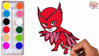 Pj Masks Owelette - How To Draw Pj Mask - Cartoons For Kids With Colors - Children Learn To Draw