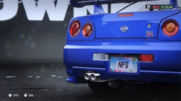 Need for Speed Unbound nissan skyline r34 max build S+