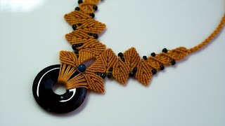 Macrame  tutorial: Beautiful Macrame Necklace Jewelry Ideas using donut bead, Stones and beads.