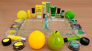 Yellow Vs Green - Mixing Makeup Eyeshadow Into Slime Special Series 80 Satisfying Slime Video