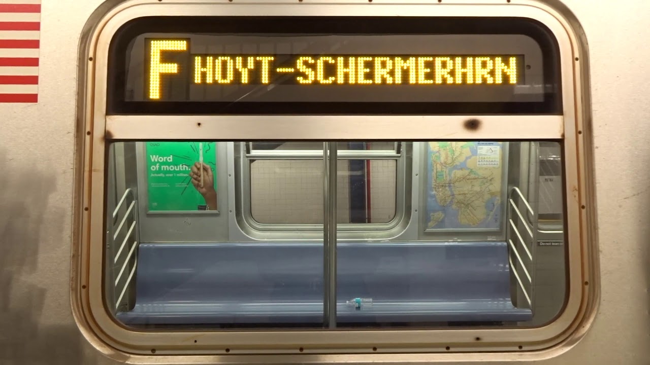 NYC Subway Late Night: R160 (F) Exterior Destination Sign To Hoyt ...