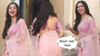 झठ मत बल - Tejwi Prakash In Saree Cutest Masti At Naagin 6 Onlocation Kkk12 Reaction