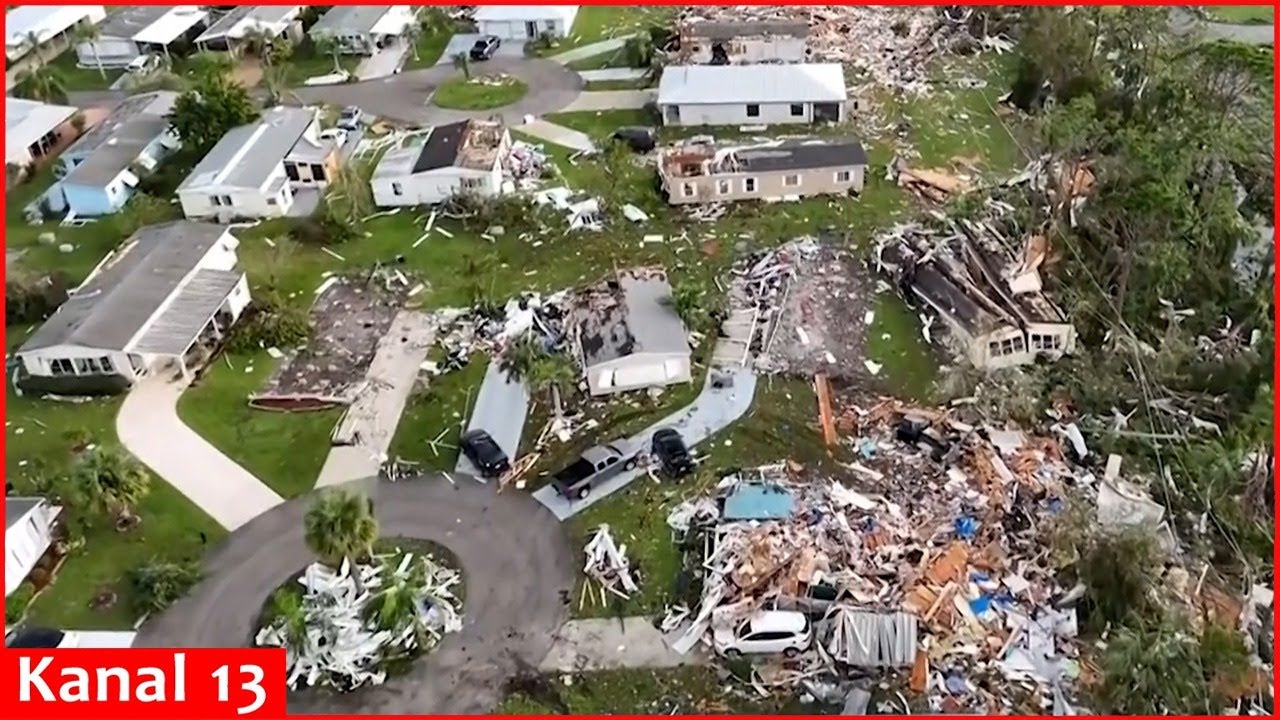 Drone footage shows tornado damage from Hurricane Milton - YouTube