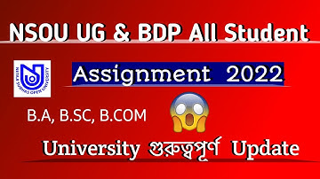 NSOU 2022 UG & BDP Assignment New Important Update
