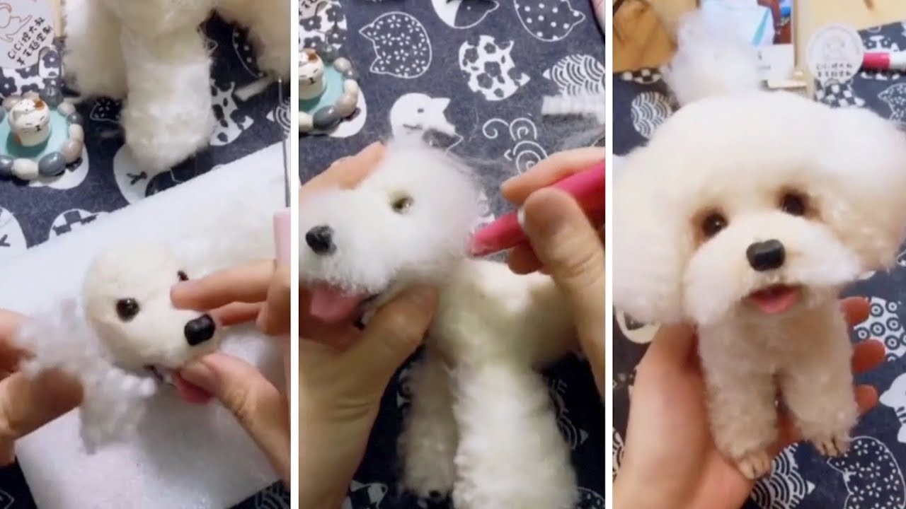 Chinese girl uses wool to make lifelike pet dog - YouTube