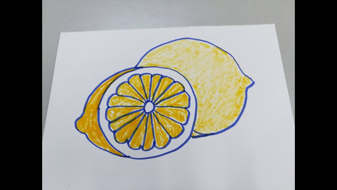 طريقة رسم ليمون سهل - تعلم رسم الليمون - How to draw lemon