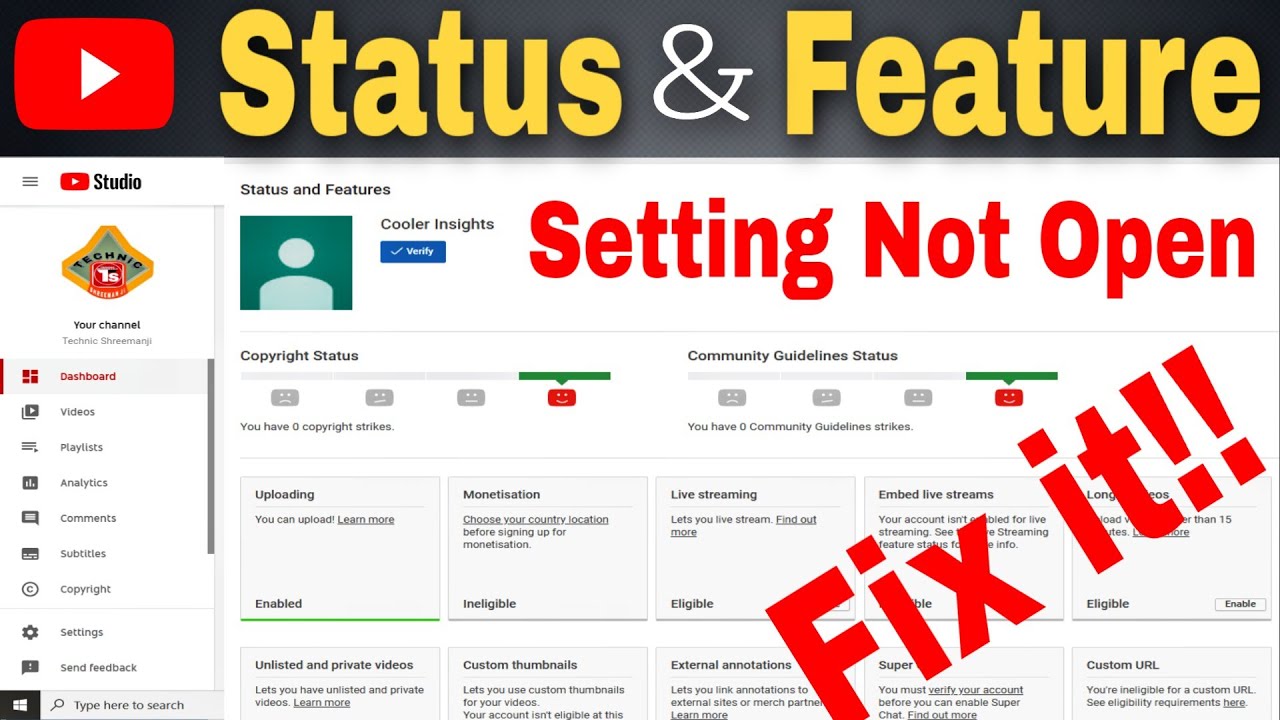 Updated Channel Status & Features Page in  Studio 