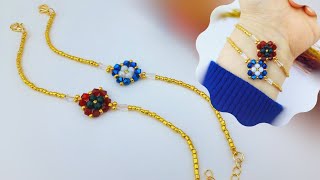Dainty #beaded bracelet making. Bicone Beads|| Zarif ve kolay Bileklik yapımı. #beading #tutorial