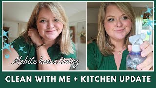 Staining my butcher block countertop | Clean with me | Small mobile home kitchen update