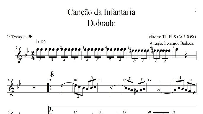 ORIGINAL Canção da Infantaria, Dobrado, Sheet music for Trombone,  Euphonium, Tuba, Flute piccolo & more instruments (Mixed Ensemble)