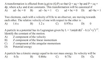 classical mechanics MCQ with answers