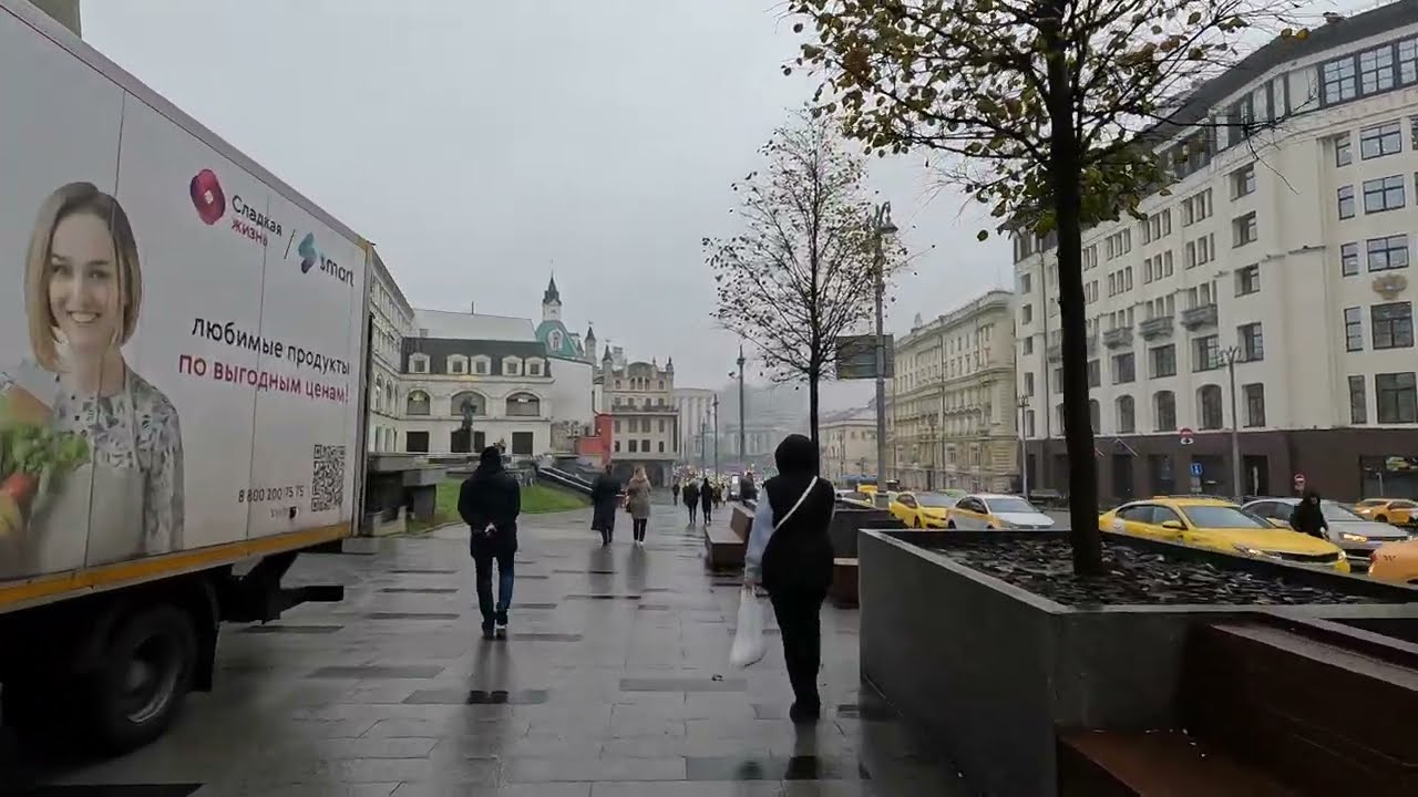 Walking in Moscow: from Lubyanka Square to Zaryadye Park 4K 60fps