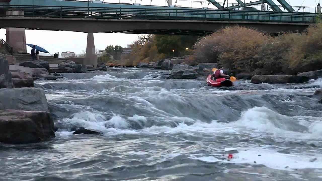 kayak class ii rapids in downtown denver colorado - youtube