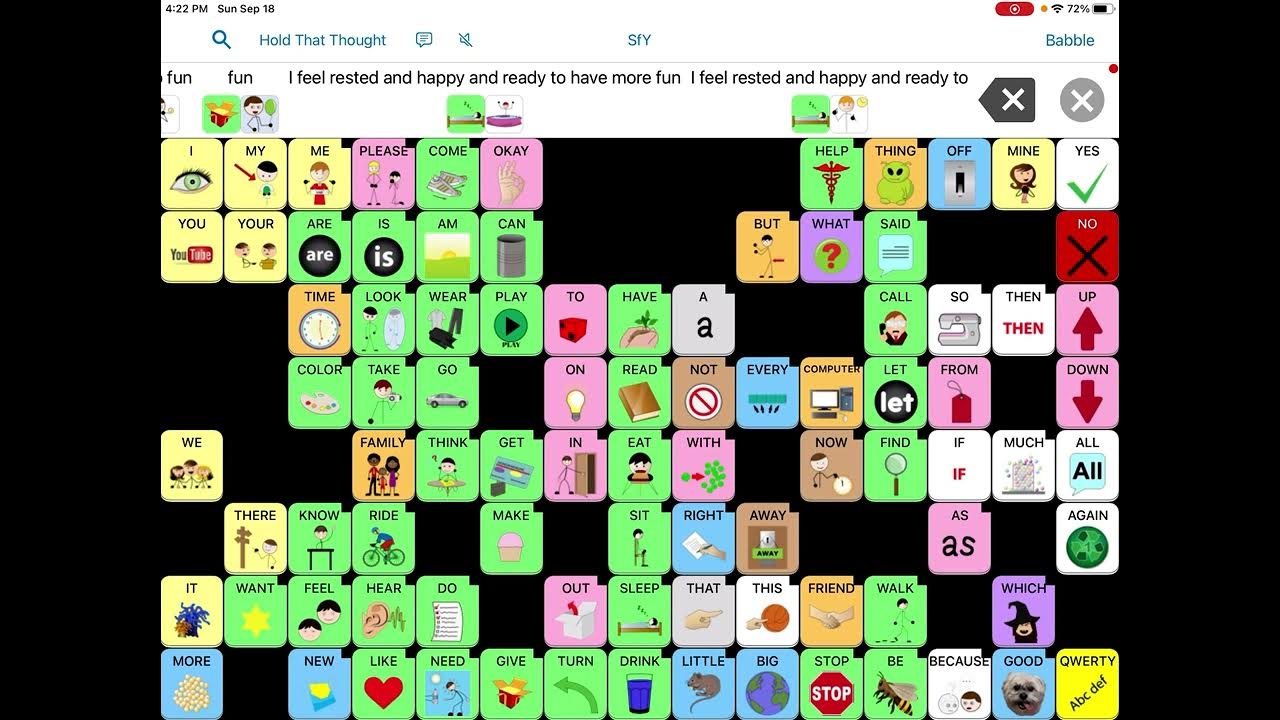 Speak for yourself set up for stage 1 2 gestalt processing aac user