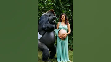 Gorilla And A Pregnant Woman Gorillababy Monkey Gorilla Gorillalove Animals Cute Women Baby 