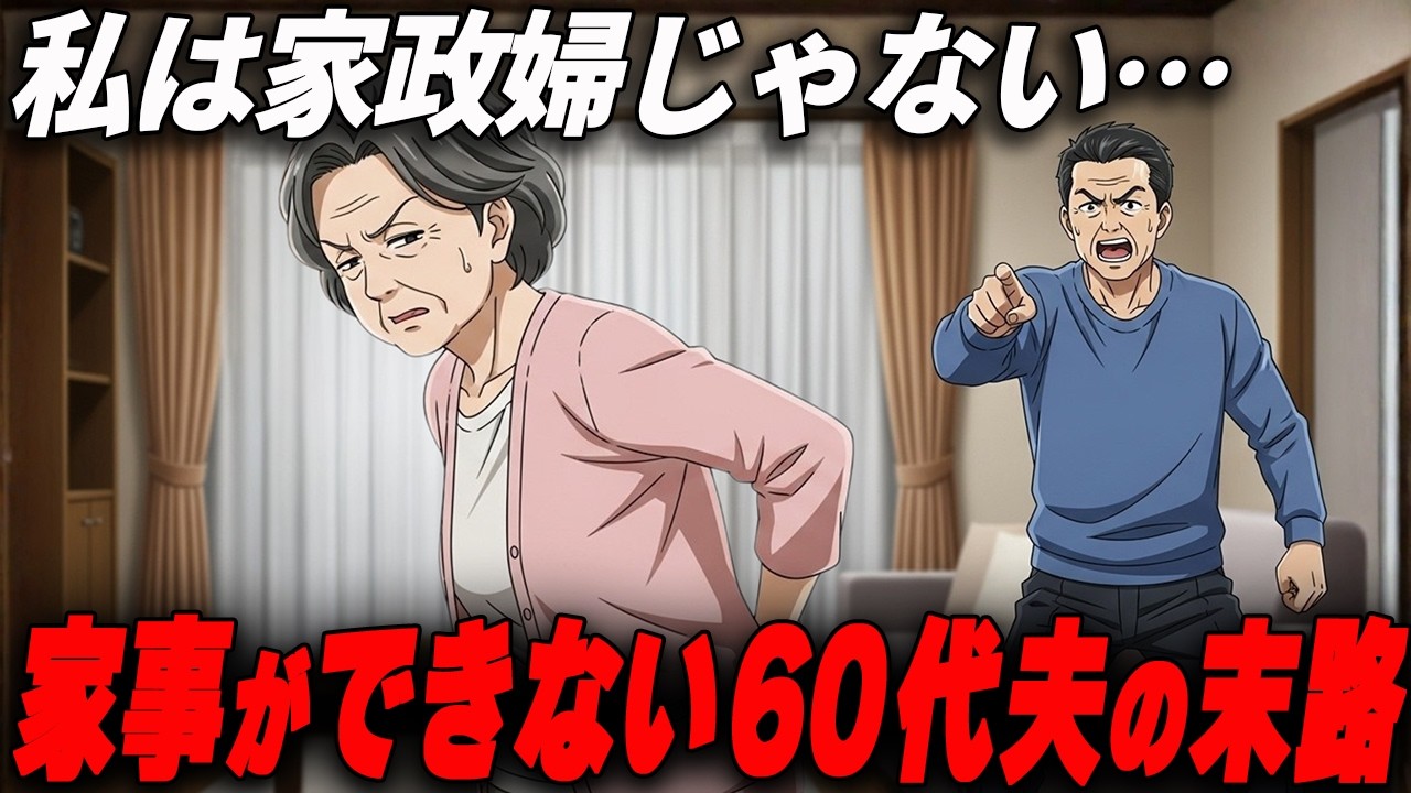 【熟年離婚】「家事はお前がやれ！」40年私を家政婦にした夫を捨て家出した結果→家事もろくにできない無能夫が「こんなはずじゃ…」と絶望。