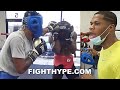 AMARI JONES VS. DENIS DOUGLIN SPARRING; DEVIN HANEY "TALKIN THAT SH*T" AS HE WATCHES: "TOUCHIN YOU"