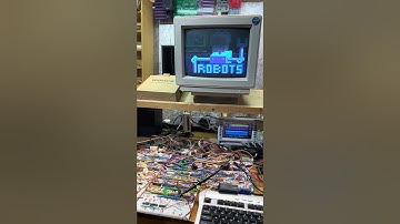 Petscii Robots intro screen with Mockingboard music on 3RIC 6502 homebrew computer