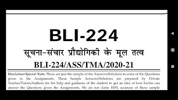 BLI 224 Ignou Solved Assignment