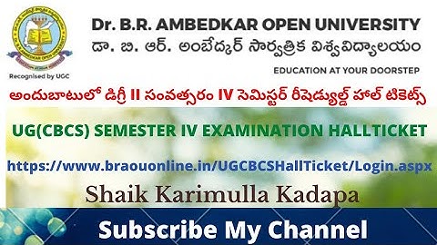 #Dr. B. R.Ambedkar Open University UG II Year IV Semester Hall Tickets l BRAOU Latest Updates