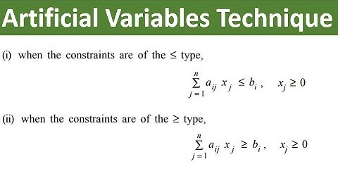Artificial Variables : Introduction #simplexmethod #linearprogramming