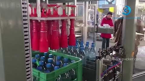 Robot hand bottle neck grapping automatic cartoning machine water bottle encasing line