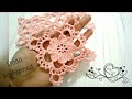 مفرش كروشيه مربع سهل وبسيط  DIY Crochet easy Square Doily